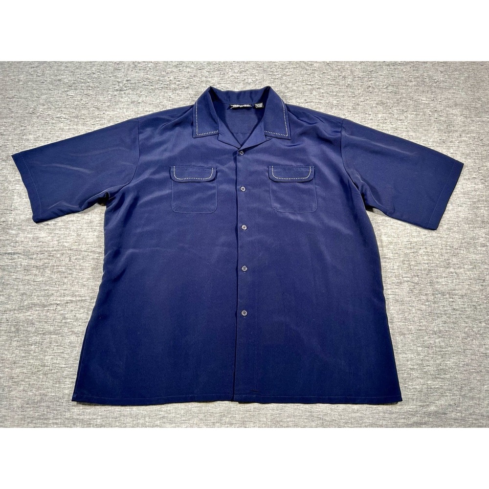 Dragonfly Shirt Mens XXXL Navy Blue Woman Hula Dancer Tassels Streetwear Pockets